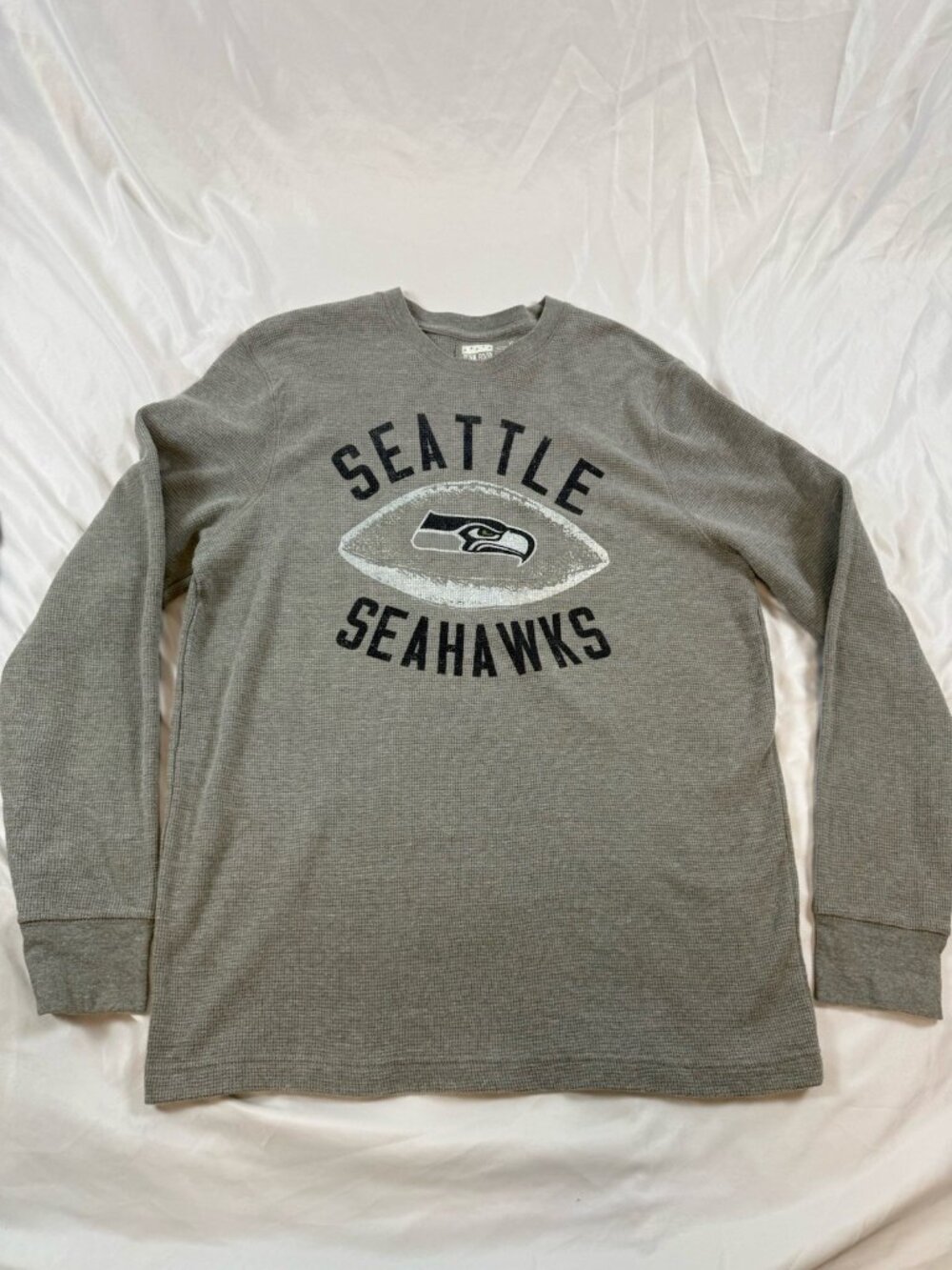 Seattle Seahawks Junk Food Thermal Shirt XL Gray Waffle Knit Long Sleeve NFL